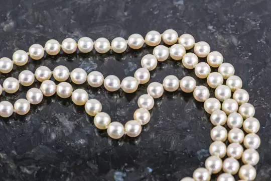 Three-row Pearl Necklace massive jewelry clasp with 23 Diamonds yellow gold photo 9