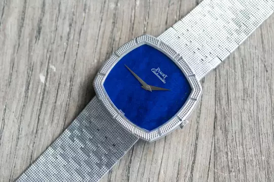 Piaget TV Screen Clous De Paris very rare 12427 A 4 Lapis Lazuli dial white gold photo 13
