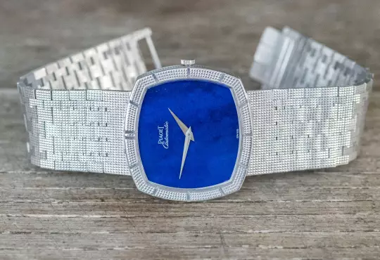 Piaget TV Screen Clous De Paris very rare 12427 A 4 Lapis Lazuli dial white gold photo 3