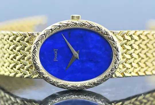 Piaget rare Vintage Dress Watch 9862 D 3 Lapis Lazuli Dial Yellowgold photo 2