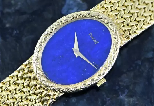 Piaget rare Vintage Dress Watch 9862 D 3 Lapis Lazuli Dial Yellowgold photo 3