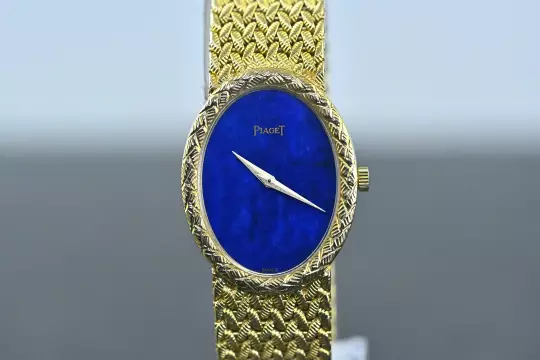 Piaget rare Vintage Dress Watch 9862 D 3 Lapis Lazuli Dial Yellowgold photo 6