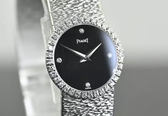 Piaget rare Vintage Dress Watch Diamond 9706 A 6 Onyx / Diamond Dial Certificate photo 8
