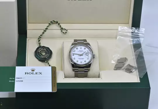 Rolex Oyster Perpetual Date 34 115234 white diamond dial CC100 Full Set 2017 photo 7