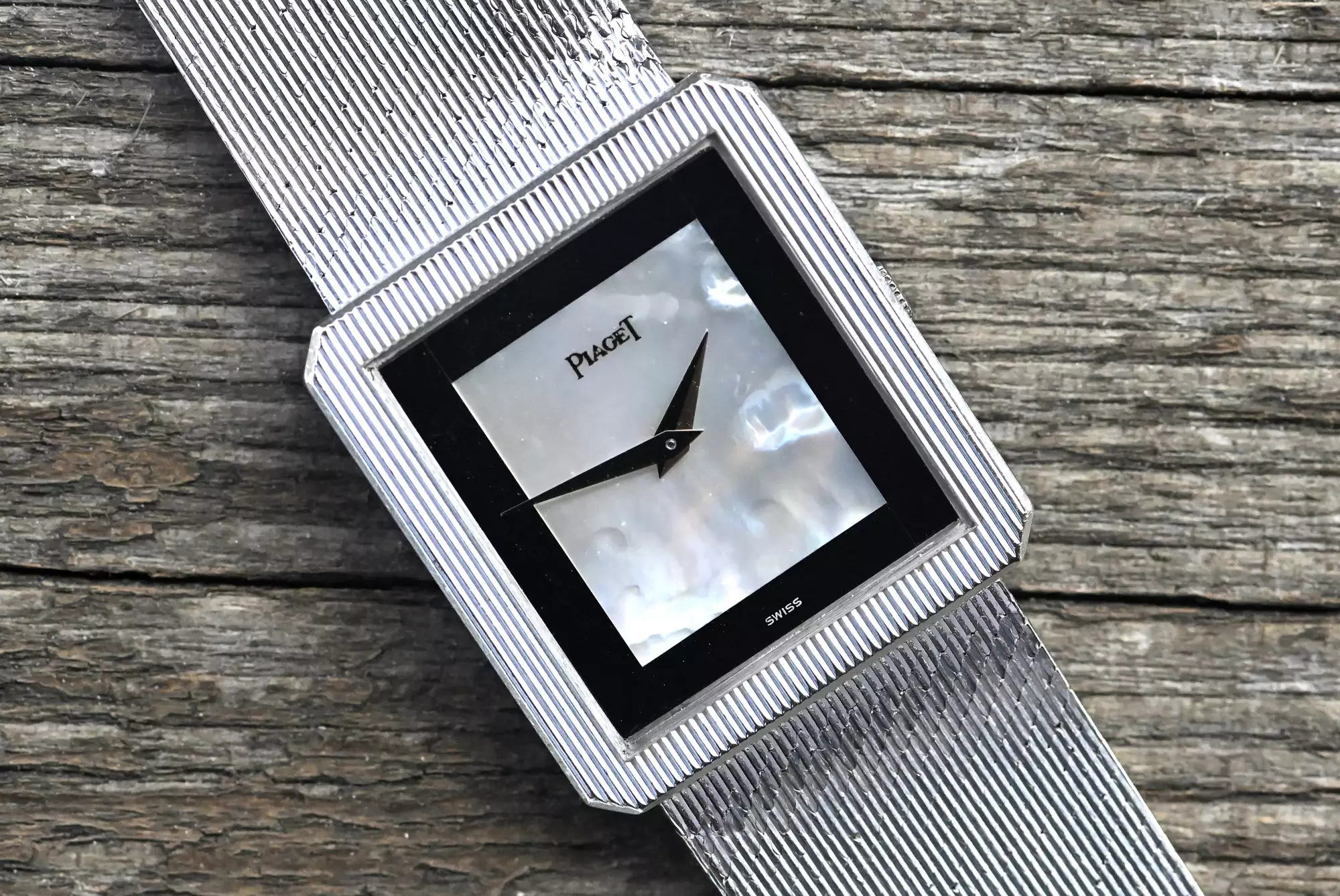 Piaget rare Vintage Protocole 9154 MOP / Onyx Dial orig. whitegold bracelet