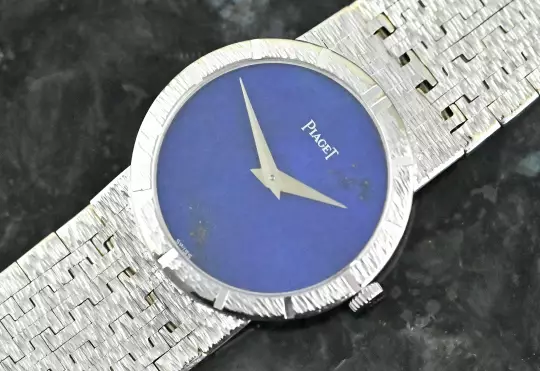 Piaget rare Vintage Dress Watch 9701 A 6 Lapislazuli dial white gold photo 1