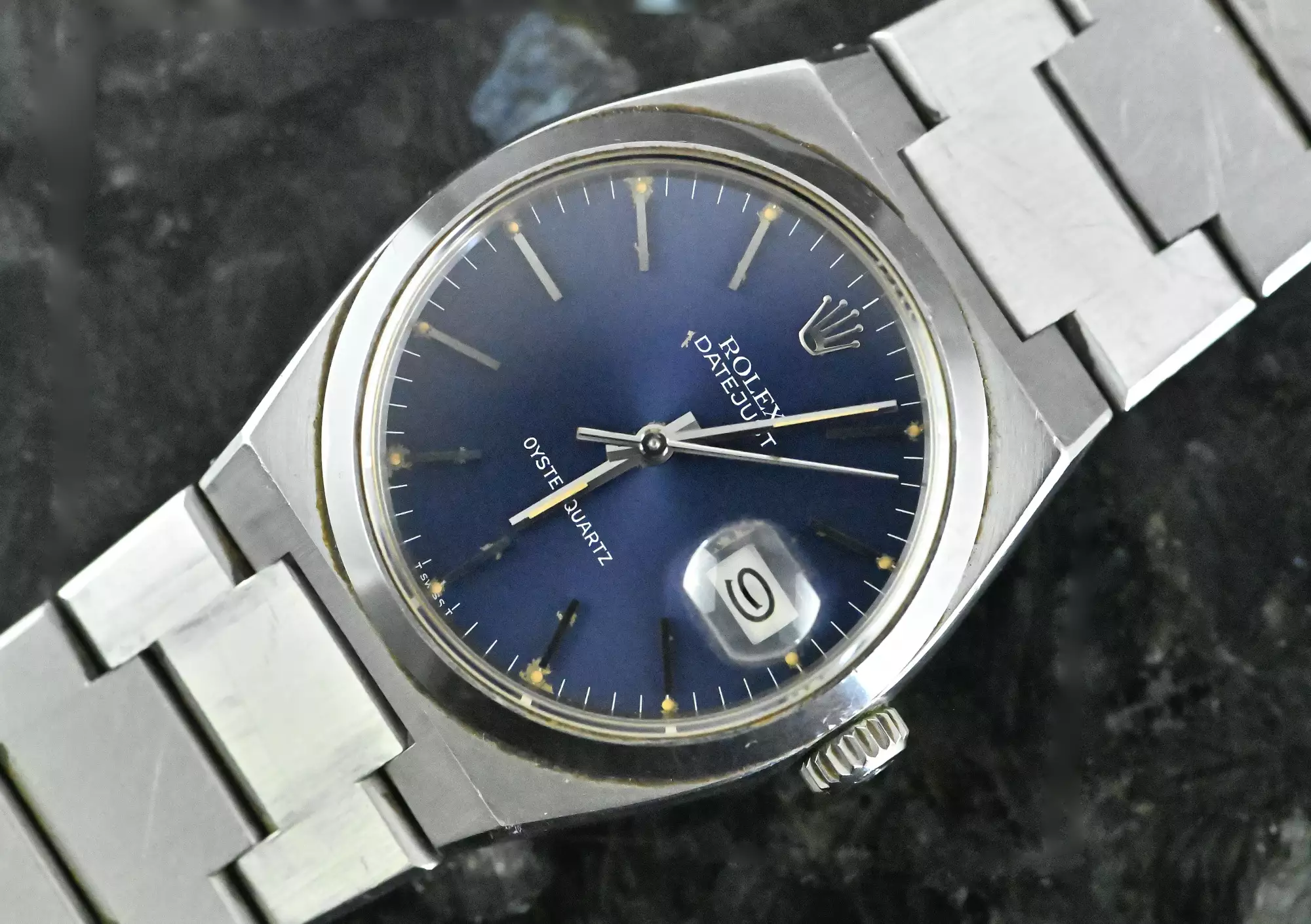 Rolex rare Datejust Oysterquartz 17000 MK 1 / first series blue dial unpolished