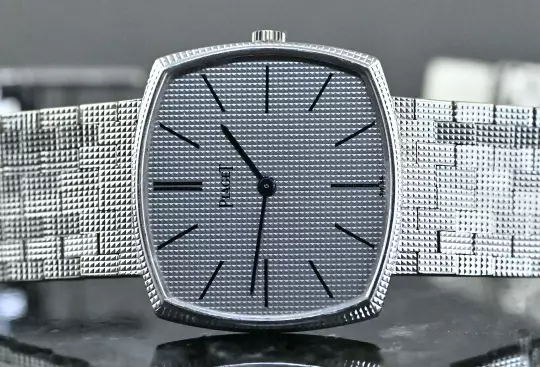 Piaget rare Vintage TV Screen 9501 Clous De Paris white gold photo 6