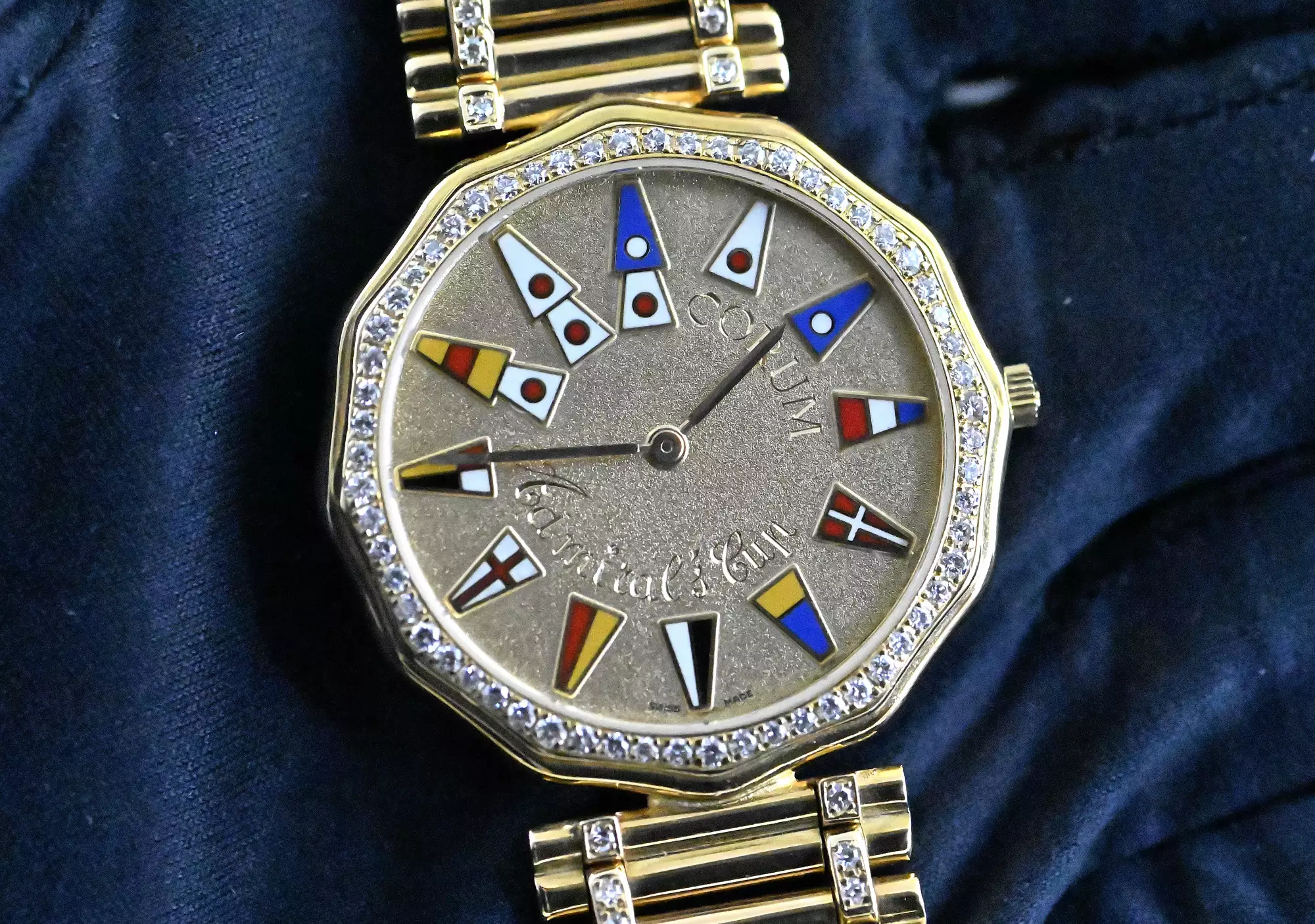 Corum rare Admirals Cup 44.810.65 V067 A012 Diamond orig. gold bracelet