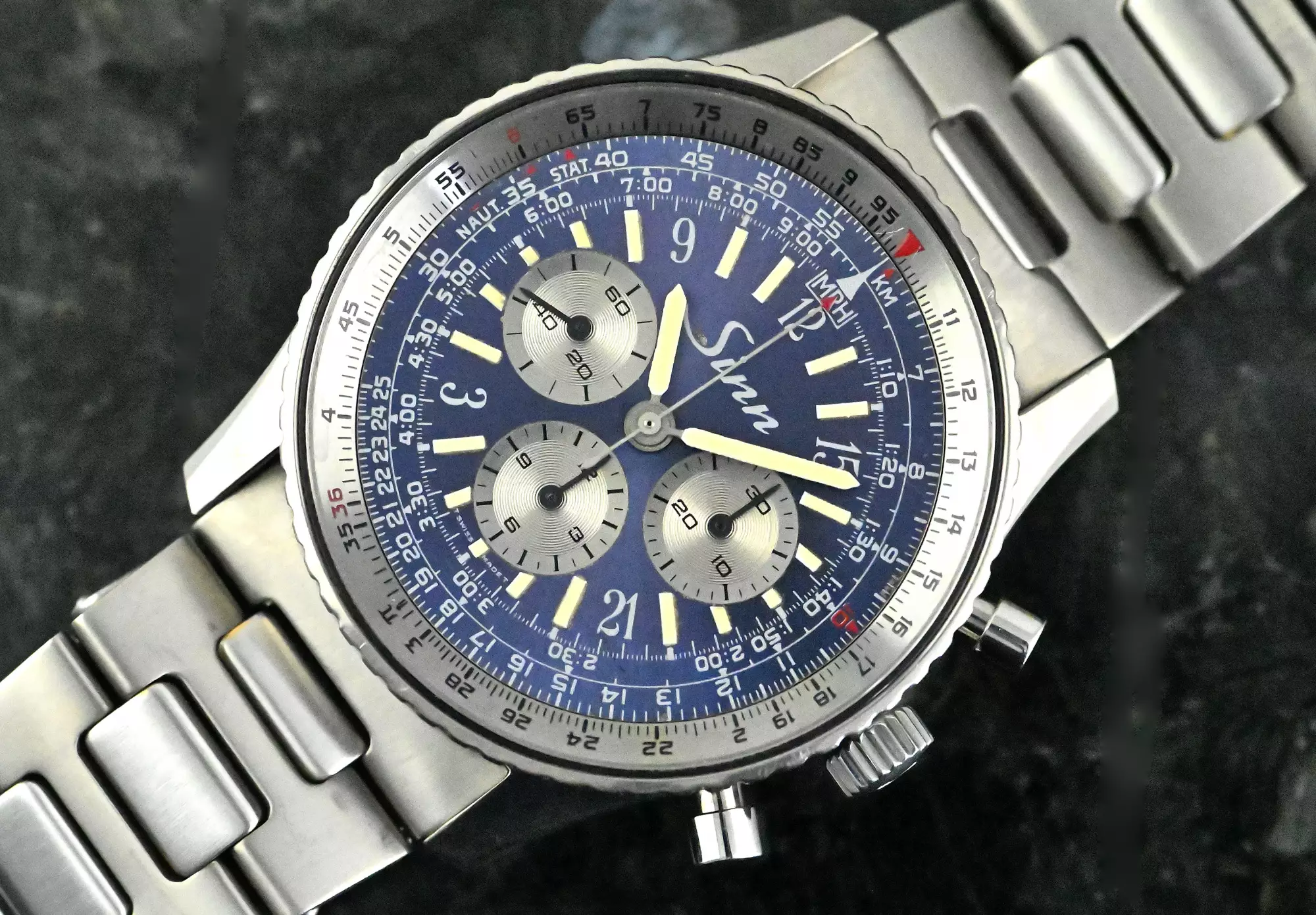 Sinn very rare Vintage Navigation Chronograph 903 blue & purple dial Titanum