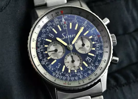 Sinn very rare Vintage Navigation Chronograph 903 blue & purple dial Titanum photo 9
