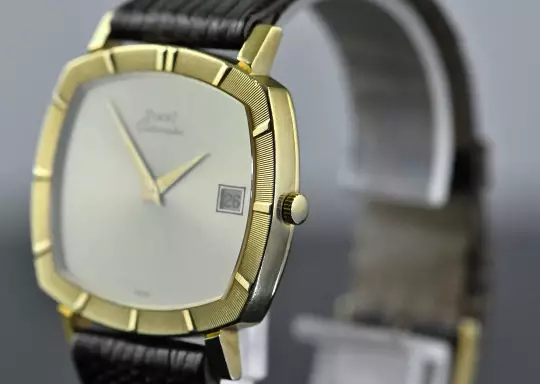 Piaget rare Vintage TV Screen Date 13423 Automatic yellow gold photo 10