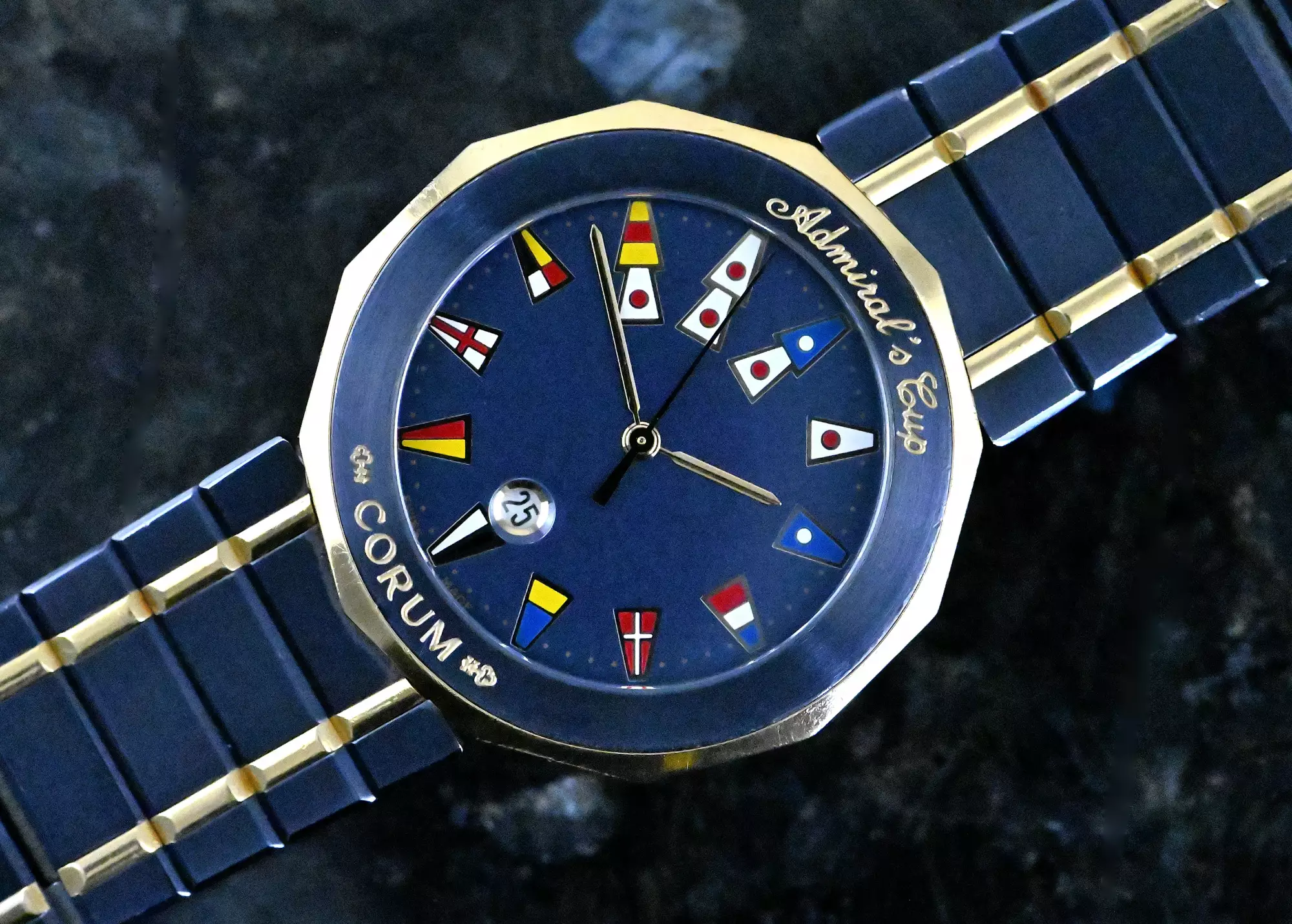 Corum rare Admiral's Cup 99.810.31 V-52 blue Steel & Gold Full Set 1993