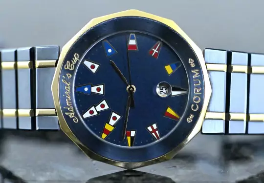 Corum rare Admiral's Cup 99.810.31 V-52 blue Steel & Gold Full Set 1993 photo 2