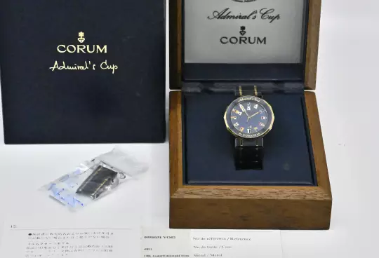 Corum rare Admiral's Cup 99.810.31 V-52 blue Steel & Gold Full Set 1993 photo 6