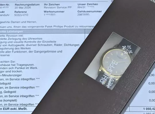 Patek Philippe Calatrava 5032 yellow gold double sealed Patek Service May 2026 photo 13